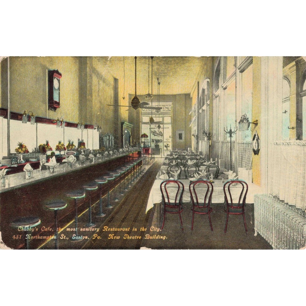 Vintage Postcard Chubby's Cafe Interior Easton Pennsylvania Leo Meyer VG
